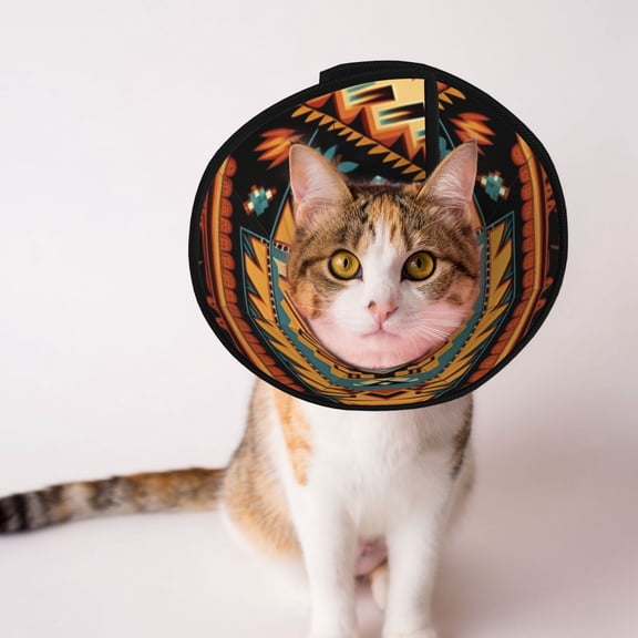 Southwest Tribal Indian Geometric Soft Pet Recovery Collar for Cats Small Dogs, Protective Elizabeth Collar for Post-Surgery, Anti-Lick & Anti-Scratch