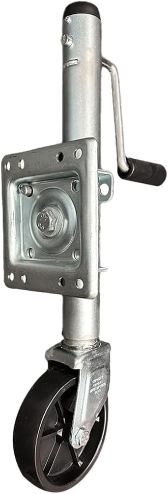 Southwest Wheel 1,200 lbs. Side Wind Swivel Bolt-On Zinc Coated Trailer Jack with 6" Caster
