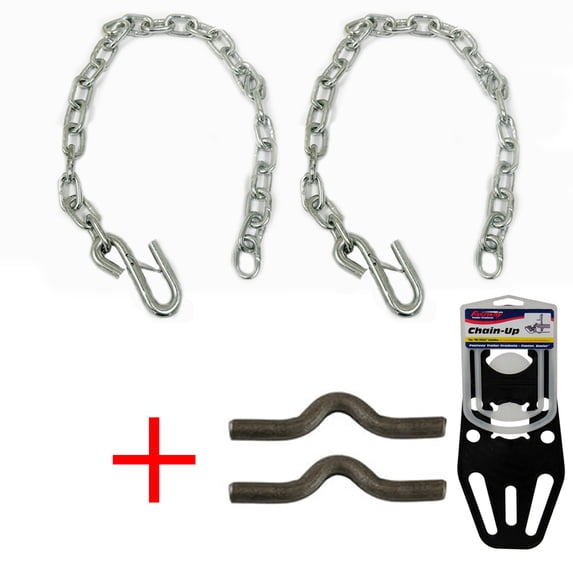 Southwest Wheel 1/4" x 36" S-Hook Trailer Safety Chains & Weld on Safety Chain Clips w/Weight Distribution Mount Chain UP