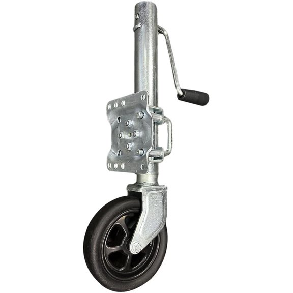 Southwest Wheel 1,500 lbs. Side Wind Swivel Bolt-On Zinc Coated Trailer Jack with 8" Caster