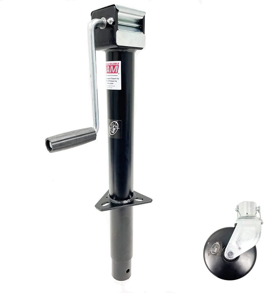 Southwest Wheel 5,000 lbs Side Wind RAM A-Frame Trailer Jack w/6" Steel Caster Wheel