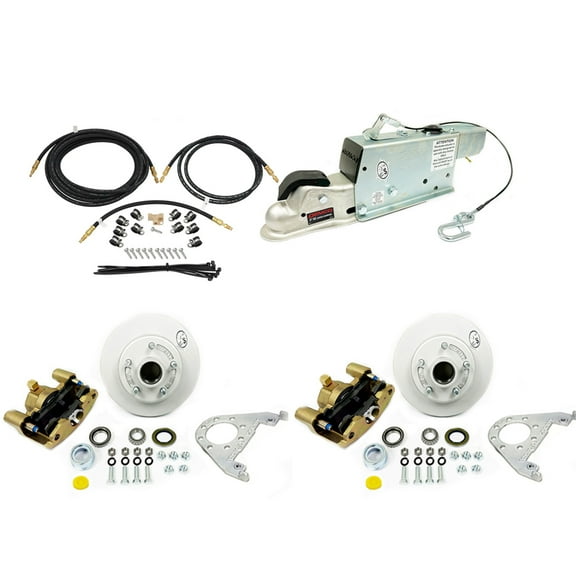 Southwest Wheel MAXX KIT Hydraulic Actuator 3,500 lbs. Integral Disc Brake Kit for a Single Axle with Gold Zinc Calipers