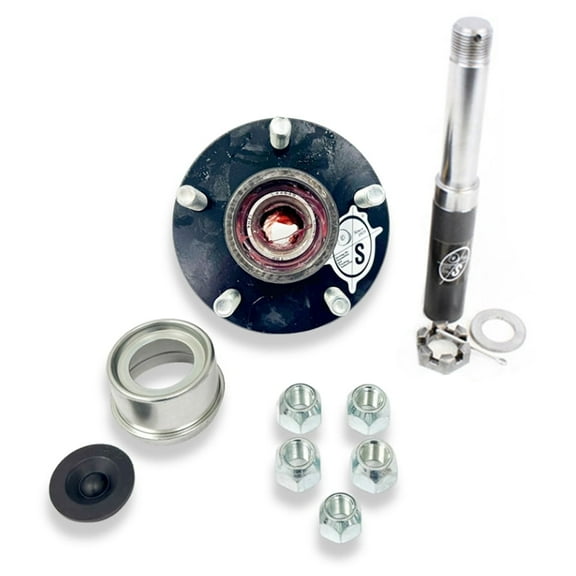 Southwest Wheel Pre-Greased 2,000 lbs Trailer Axle Spindle with 5-4.5" Bolt Circle Hub