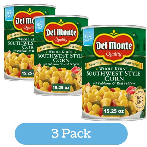 Southwest Whole Kernel Corn with Peppers, Canned Vegetables, 15.25 oz Can (3 Pack)
