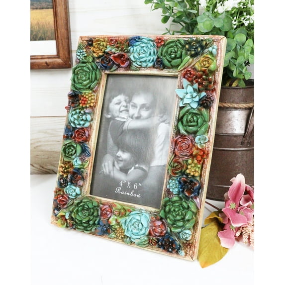 Southwestern 3D Colorful Cactus Succulent Flowers Western Picture Frame 4"X6"
