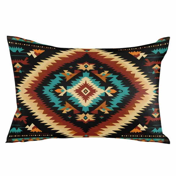 Southwestern Abstract Geometric Ethnic Throw Pillow Cover, Pillowcase Protectors with Zipper, Breathable Decorative Lumbar Pillow Case Cover, Pillow Shams for Couch Sofa 16x24Inch