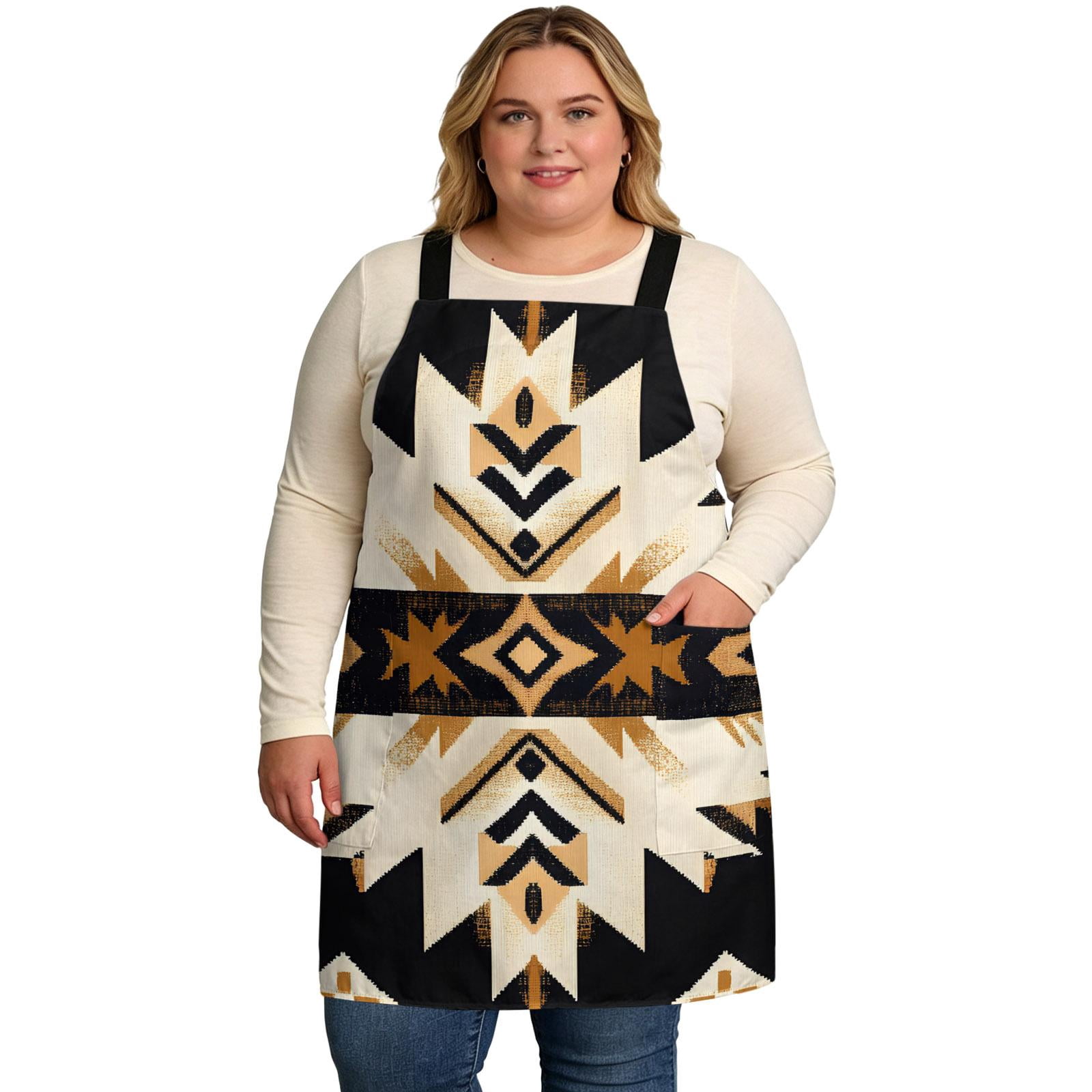 Southwestern Aprons for Women with Pockets, Retro National Style Brown ...