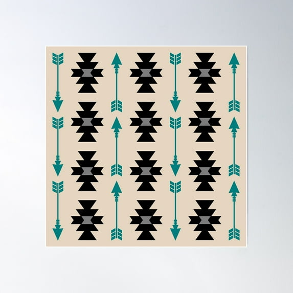 Southwestern Arrow Pattern 368 Poster Wall Art, Modern Wall Decor For Living Room Bedroom, 17x17 UNFRAMED