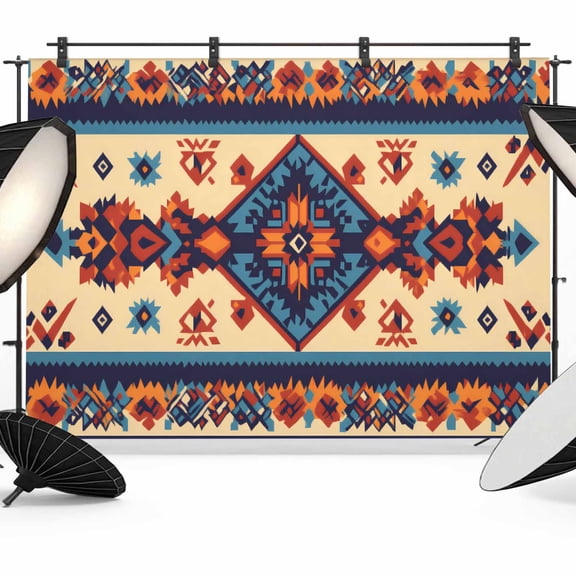 Southwestern Aztec Backdrop for Photography, Native American Indian Geometric Ethnic Photo Backdrop Portrait Background Party Banner Photo Backgrounds for Studio Booth Props, 10x8ft