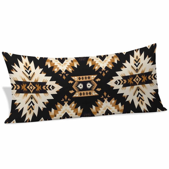 Southwestern Aztec Body Pillow Covers 20"x60", Retro National Style Brown Abstract Soft Brushed Microfiber Breathable Throw Pillow Covers, Pillowcase with Zipper for Couch Sofa Bedroom Living Room