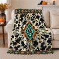 thumbnail image 1 of Southwestern Aztec Cowhide, Dramatic Artistic Scene, Warm Flannel Blanket for Ranch House and Living Room with Detailed Artwork, Animal Lovers Birthday Gift, Artistic Home Decor, 1 of 9