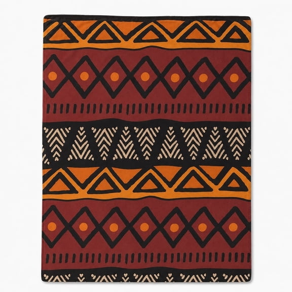 Southwestern Aztec Fleece Throw Blanket, Tribal Geometric Boho Soft Cozy Blanket for Couch Sofa Living Room, Terracotta Red Orange