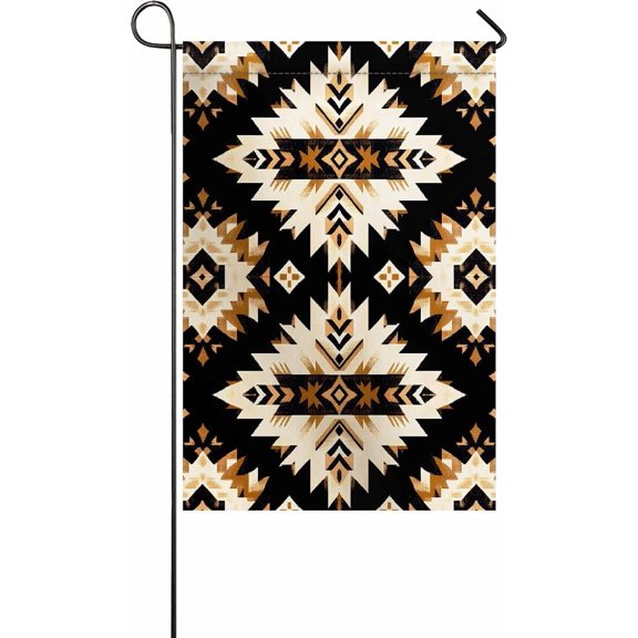 Southwestern Aztec Garden Flag Double Sided Small Vertical Yard Banner 12 x 18 Inch Retro Brown Abstract Seasonal Outdoor Decor