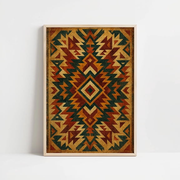 Southwestern Aztec Geometric Tribal, Unframed Canvas Size 16x24
