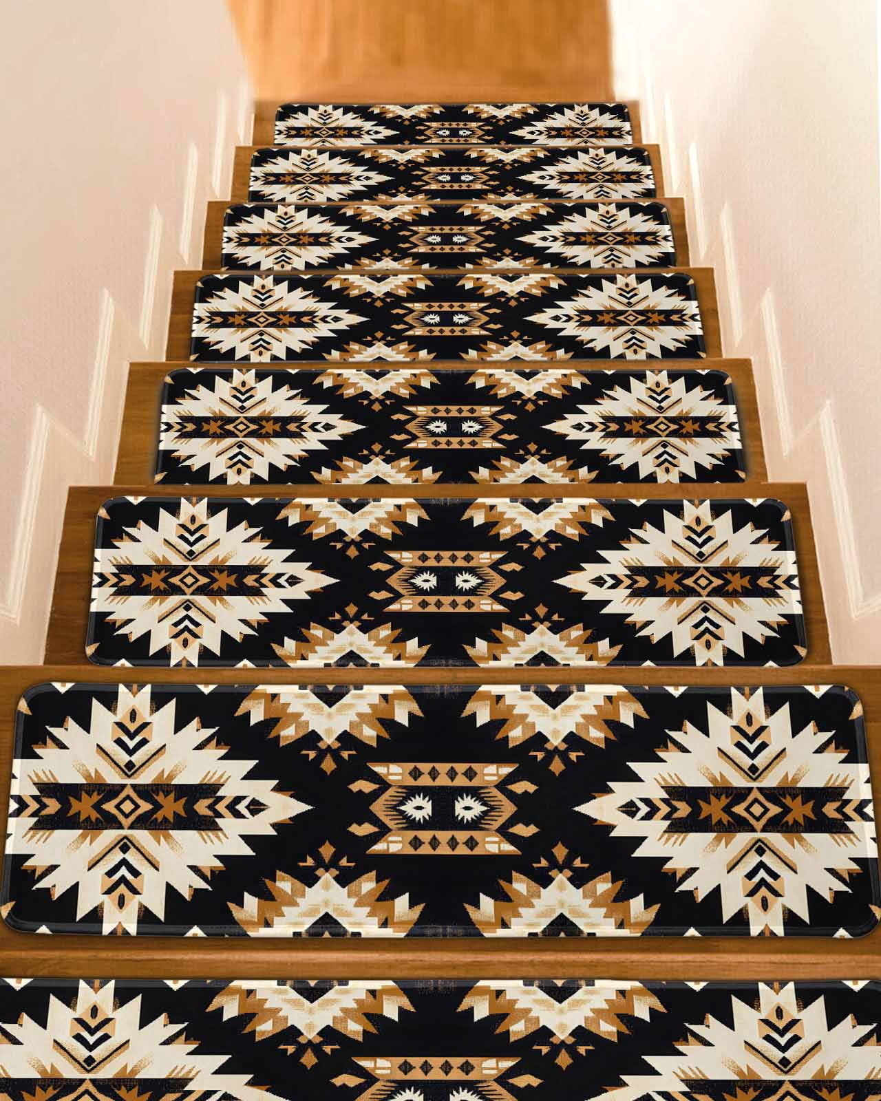 Southwestern Aztec Non-Slip Stair Treads for Wooden Steps, 7 Pack 8x30 ...