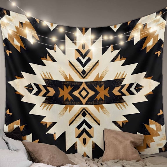Southwestern Aztec Small Tapestry for Bedroom Wall Hanging Tapestry,Retro National Style Brown Abstract Ceiling Backdrop Tapestries Poster Blanket Wall Decor for Teens Room Living Room Dorm 23" x 28"
