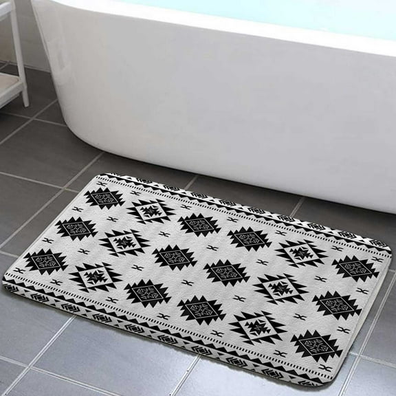 Southwestern Bathroom Mat, Southwest Native Aztec Tribal themed Bathroom Rug American Western Pattern bath mats for bathroom non slip Indoor decor 72x72in