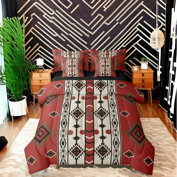 Southwestern Bedding Set 7 Piece Western Aztec Twin Comforter Set With Sheets Bohemian Bed In A Bag American Southwest Tribal Bed Set For Adults Men Women Boho Room Decor