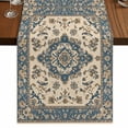 thumbnail image 1 of Southwestern Boho Blue 90 Inch Table Runner, Ethnic Geometric Rustic Farmhouse Dresser Scarf Cotton & Linen Tablerunner for Dining/Kitchen Island/Holiday Party Décor 13" x 90", 1 of 9