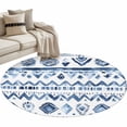 thumbnail image 1 of Southwestern Boho Large Area Rugs for Bedroom Living Room, Soft Non Slip Carpet Bedside Rug, Blue Aztec Oriental Abstract Patterns Round Floor Cover Kitchen Accent Rug 3.3' for Dining Room/Office, 1 of 9