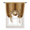 thumbnail image 1 of Southwestern Brown Tie Up Curtains for Kitchen Bathroom Bedroom Windows 63 Inch Length, Boho Ethnic Geometric Balloon Drape Curtains Shade Rod Pocket Drapery Curtain Panel, 52"x63", 1 of 7