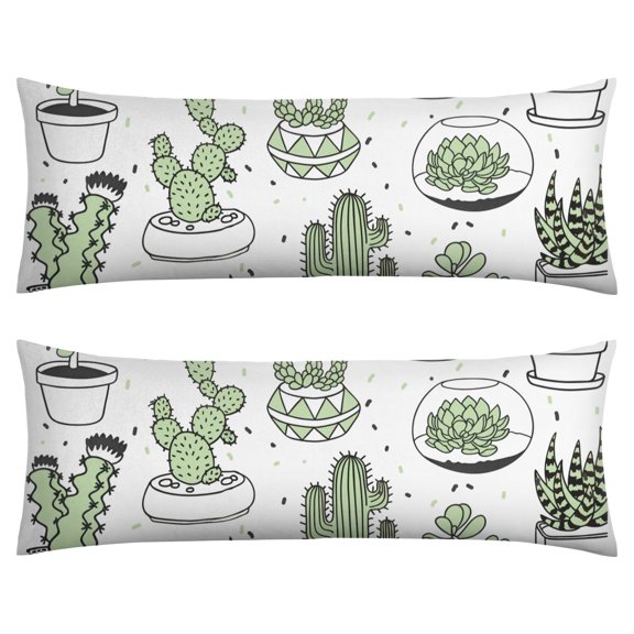 Southwestern Cactus Body Pillow Cover - 20x54 Full Body Pillow Case with Invisible Zipper, Desert Style Design - Machine Washable & Multipurpose Use