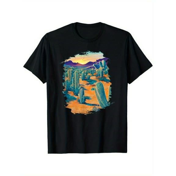 Southwestern Cactus Desert Boho Western T-Shirt, mens clothes, mens t shirts 100%cotton, S-XXXL