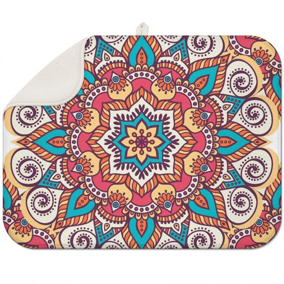 Southwestern Cactus Drying Mat Super Absorbent Microfiber, Foldable Design with Hanging Loop, Desert Succulent Aesthetic, Washable & Durable