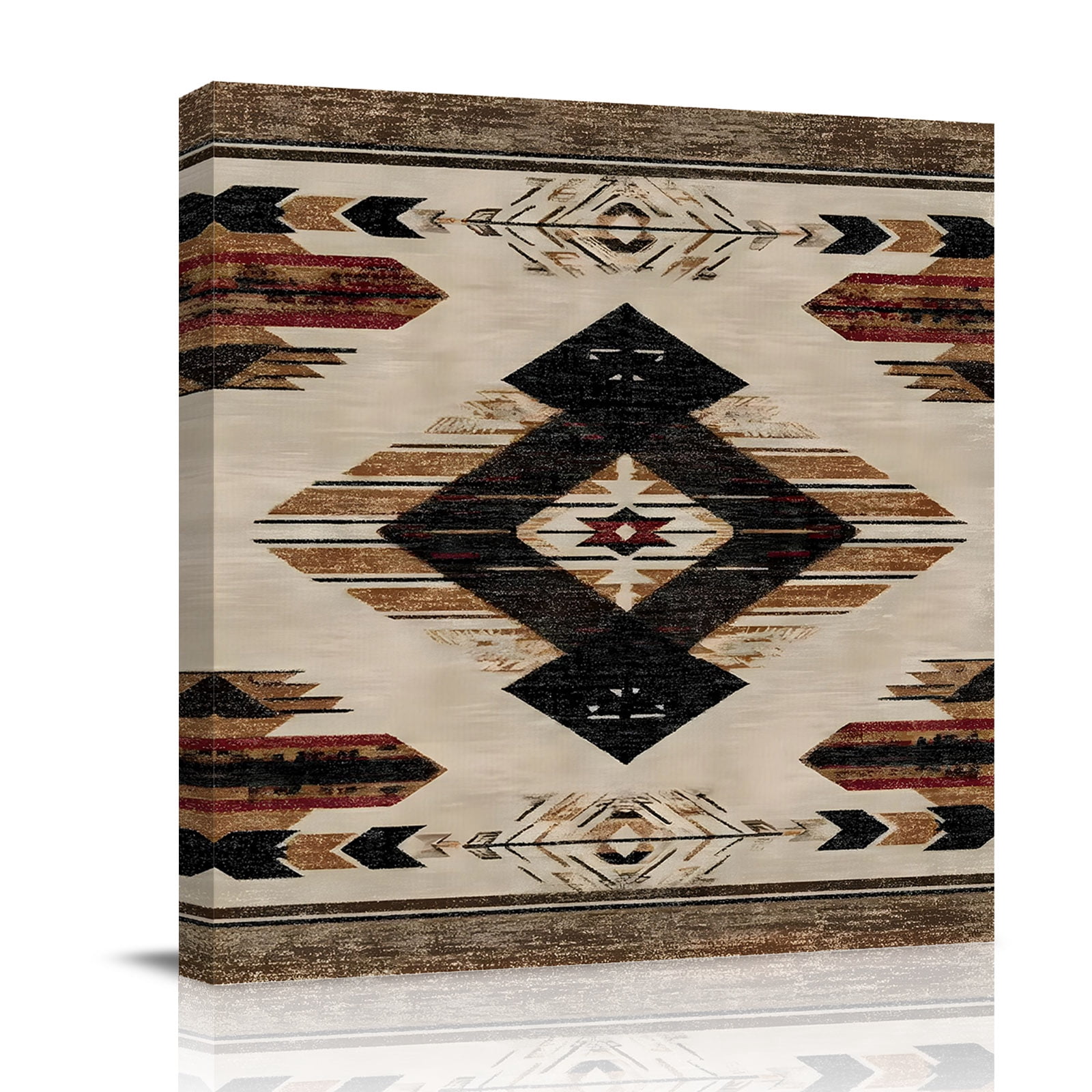 Southwestern Canvas Wall Art for Living Room, Rustic Native American Aztec Bohemian Poster Print Painting for Bedroom Office Home Decoration Wall Pictures Prepare To Hang 16"x16"