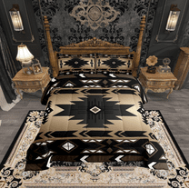 Southwestern Comforter Set Full Bohemian Geometric Quilt,Ethnic Tribal Arrow Bedding Set Western Duvet Insert Country Decor,Geometry Diamond Triangle Exotic Aztec Boho Decor,Black Brown