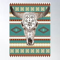 Southwestern Cow Skull Poster Wall Art, Modern Wall Decor For Living Room Bedroom, 8x12 UNFRAMED