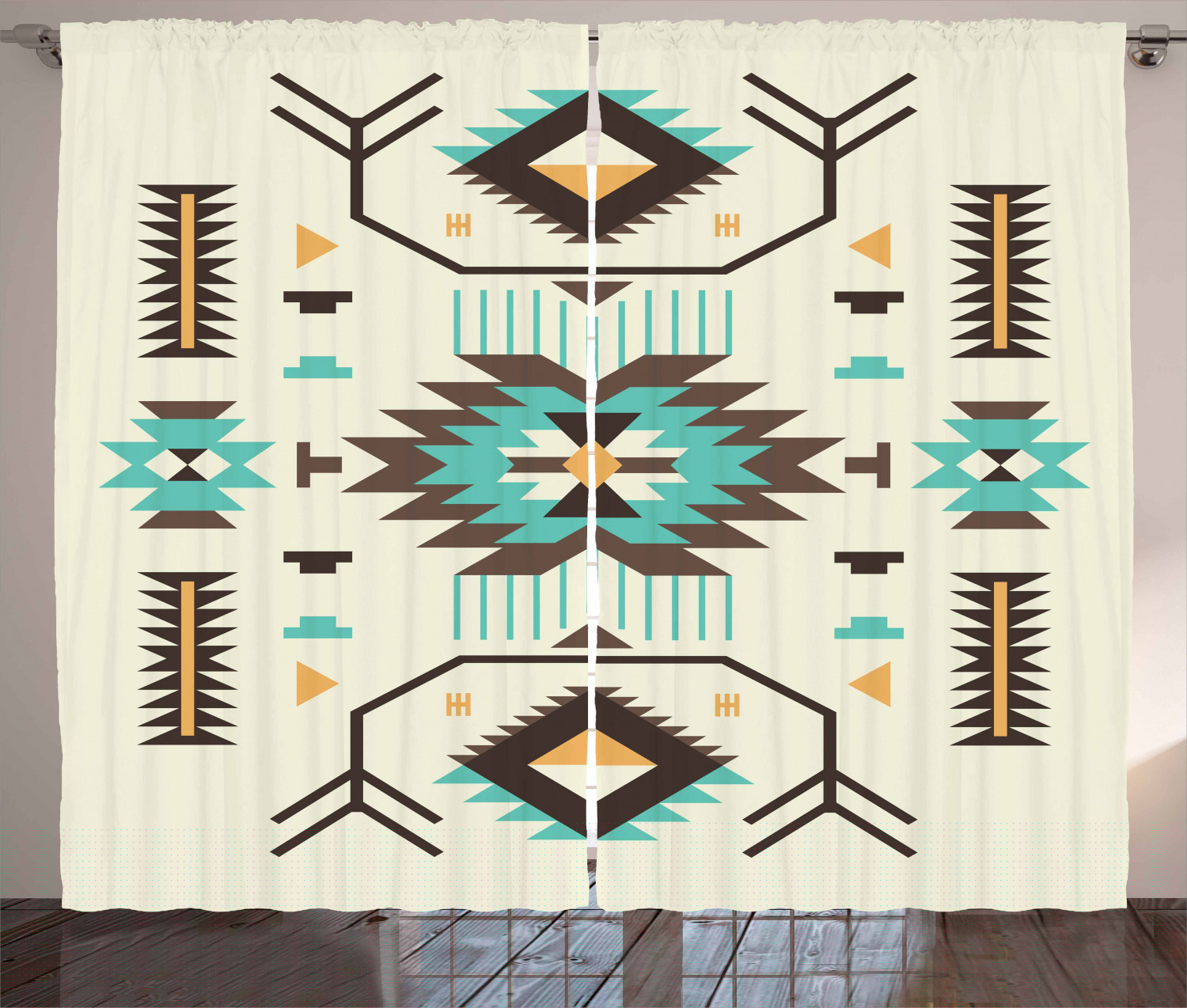 Ambesonne Southwestern Curtains 2 Panel Set, Aztec Art, 108" x 63", Multicolor