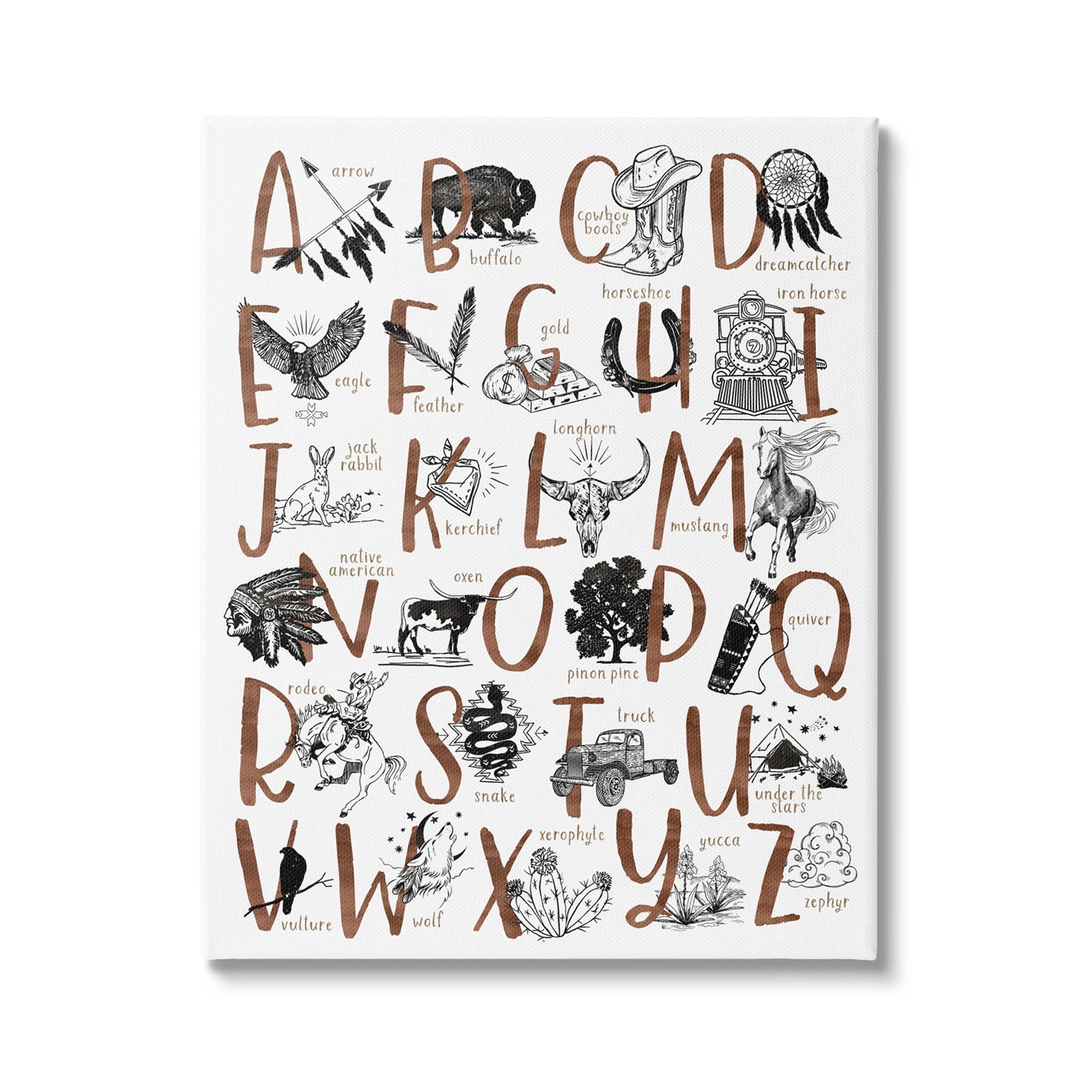 Southwestern Desert Aesthetic Alphabet Animals & Insects Graphic Art Gallery Wrapped Canvas Print Wall Art