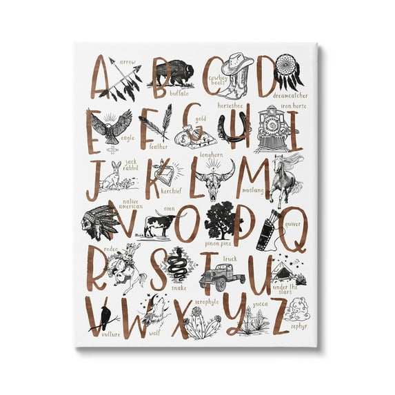 Southwestern Desert Aesthetic Alphabet Animals & Insects Graphic Art Gallery Wrapped Canvas Print Wall Art