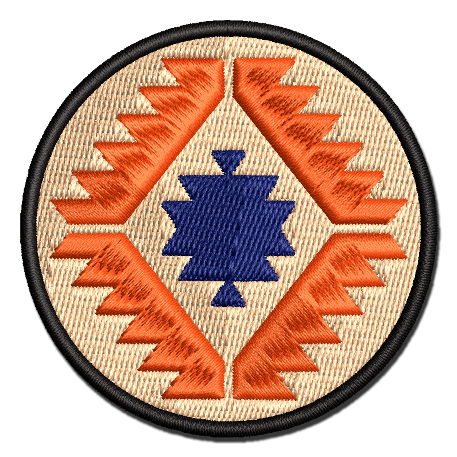 Southwestern Diamond Triangle Pattern Applique Multi-Color Embroidered ...