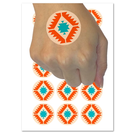 Southwestern Diamond Triangle Pattern Water Resistant Temporary Tattoo Set Fake Body Art Collection - 54 1" Tattoos (1 Sheet)
