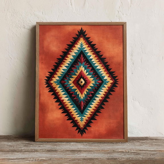 Southwestern Diamond Wall Art Print, Native Inspired Geometric Decor