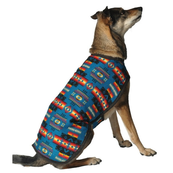 Southwestern Dog Coat - Turquoise - XX-Large