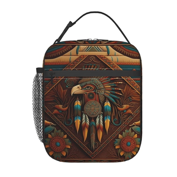 Southwestern Ethnic Art Native Lunch Box Bag Insulated Lunchbox Reusable Tote Thermal Cooler Portable for Women Men