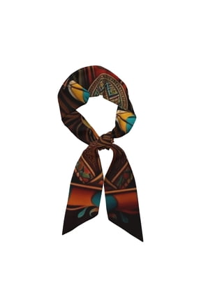 Southwestern Ethnic Art Native Satin Scarf Silky Neck Hair Scarf Shawl Wrap, Headband Handbag Accessory