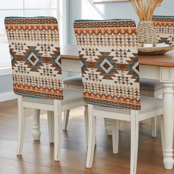 Southwestern Ethnic Geometric Art Chair Covers Set of 4 Rustic Tribal Native Arrows Chair Back Covers Stretch Removable Washable Slipcovers Protector for Dining Room Kitchen Party Decor