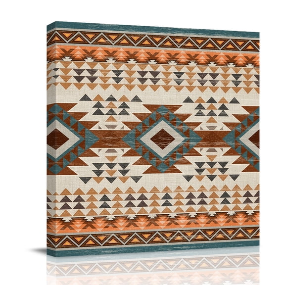 Southwestern Ethnic Style Canvas Wall Art for Living Room, Native American Aztec Bohemian Poster Print Painting for Bedroom Office Home Decoration Wall Pictures Prepare To Hang 12"x12"