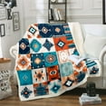 thumbnail image 1 of Southwestern Ethnic Throw Blanket For Couch Throw 50"X60" Western Boho Sherpa Throw Blanket Native Tribal Aztec Hippie Fleece Blanket Exotic Bohemian Fuzzy Blanket Teal Orange Geometric Diamond Print, 1 of 5