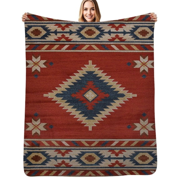 Southwestern Geometric Flannel Blanket Warm Soft Bedding Throws Winter Camping Chair Sofa Bed