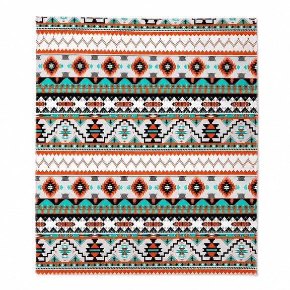 Southwestern Geometric Fleece Throw Blanket, Soft 280 Gsm Polyester, Western Farmhouse Decor for Couch, Sofa & Bed