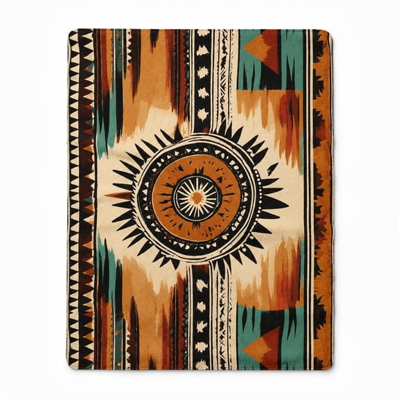 Southwestern Geometric Fleece Throw Blanket, Soft 280 Gsm Polyester, Western Farmhouse Decor for Couch, Sofa & Bed