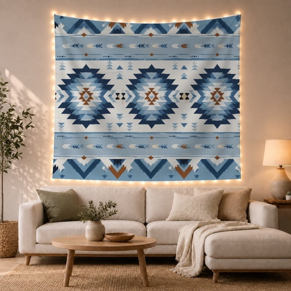 Southwestern Geometric Horizontal With Band Layered Diamond, Mystical Fantasy for Space Lovers, Wall Decor, Housewarming Gift, Tapestry Wall Hanging for Dorm and Living Room