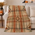 thumbnail image 1 of Southwestern Geometric Medallion Autumn Accent, Cozy Artistic Scene, Warm Flannel Blanket for Ranch House and Living Room, Animal Lovers Thanksgiving Gift, Artistic Home Decor, 1 of 9