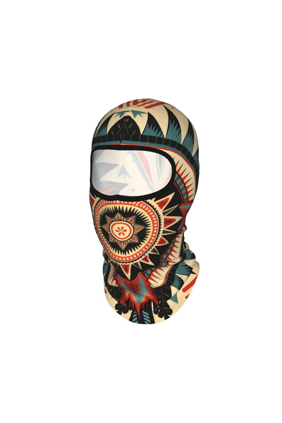 Southwestern Geometric Native American Art Unisex Balaclava Ski Mask Full Face Cover for Cold Weather & UV Protection, Breathable Cooling Helmet Liner