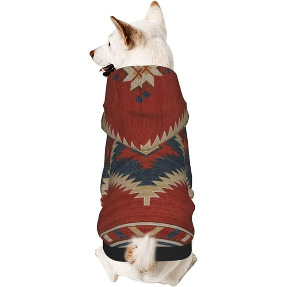 Southwestern Geometric Native American Dog Hoodie, Pet Clothes Sweater with Hat, Pets Wear Soft Coat for Small/Medium/Large Dogs Small